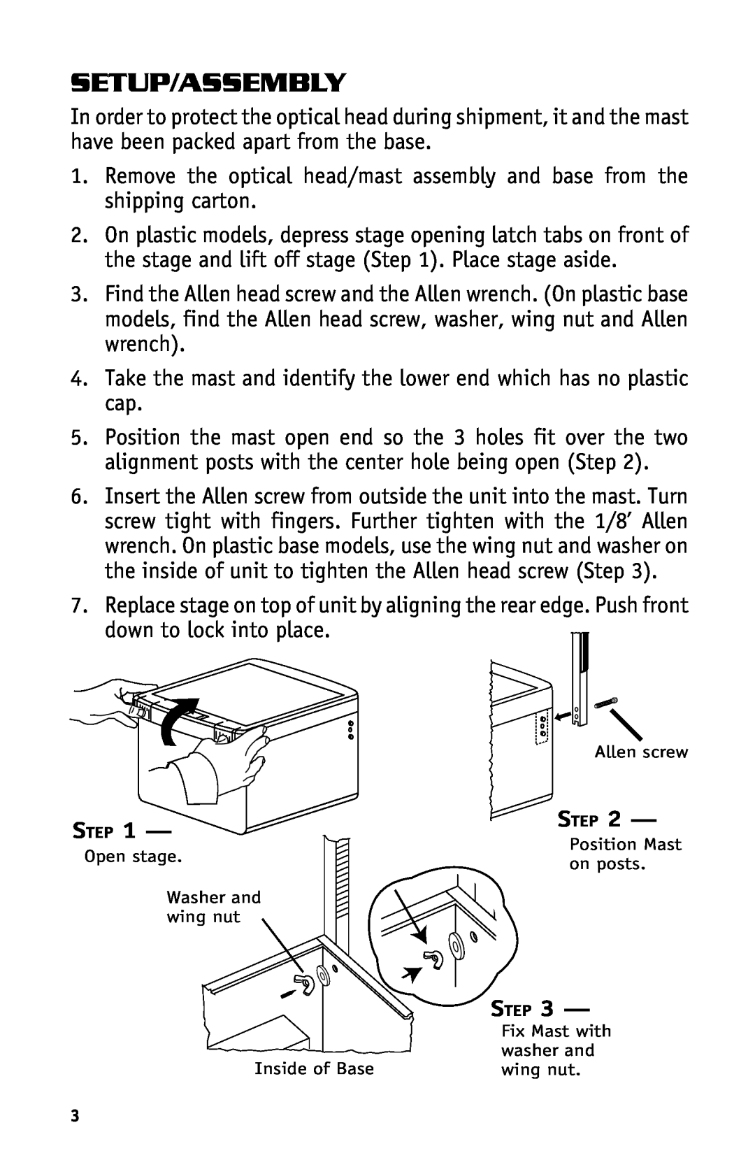 Dukane Projectors manual Setup/Assembly, S Tep 