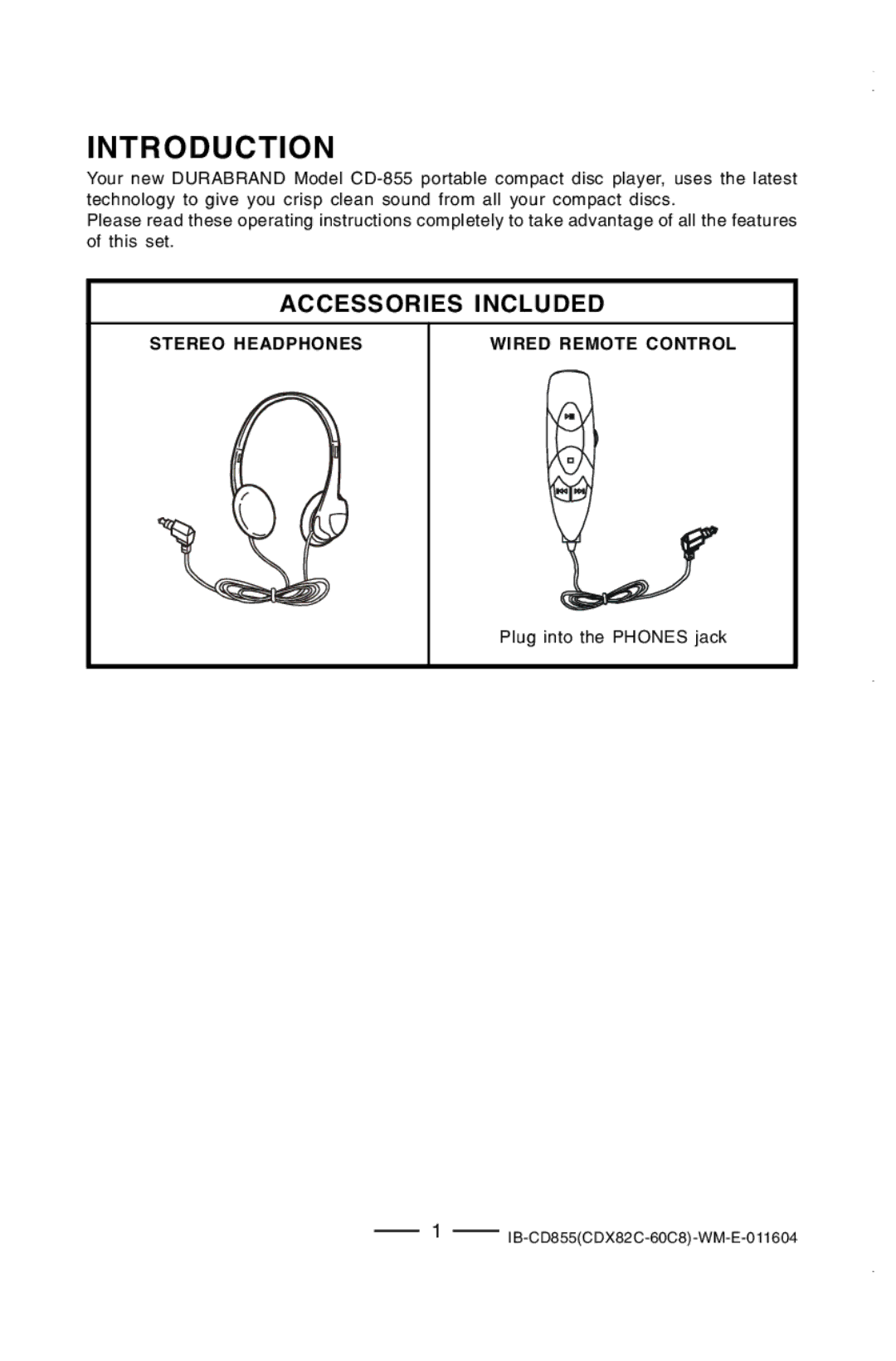 Durabrand CD-855 manual Introduction, Accessories Included 