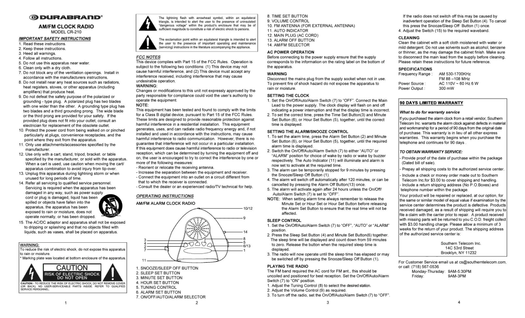 Durabrand CR-210 manual 