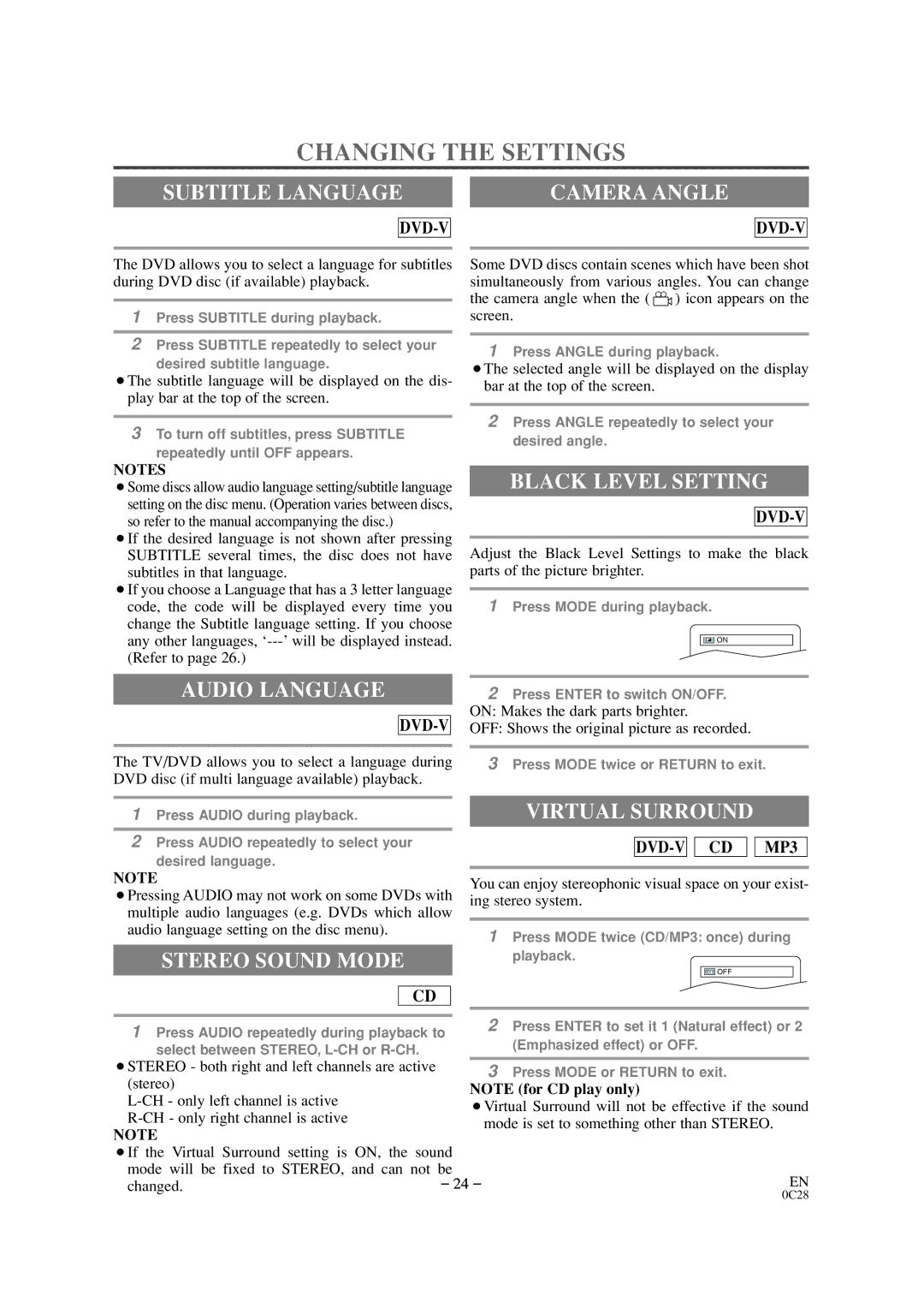 Durabrand DCC0903D owner manual Changing the Settings 