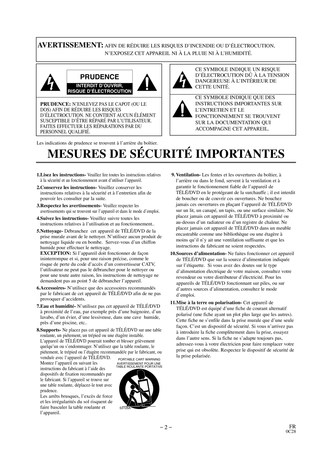 Durabrand DCC0903D owner manual Mesures DE Sécurité Importantes 