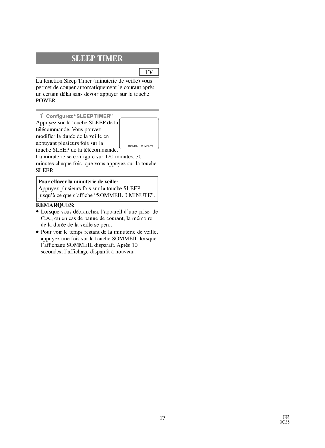 Durabrand DCC0903D owner manual Power, Pour effacer la minuterie de veille 