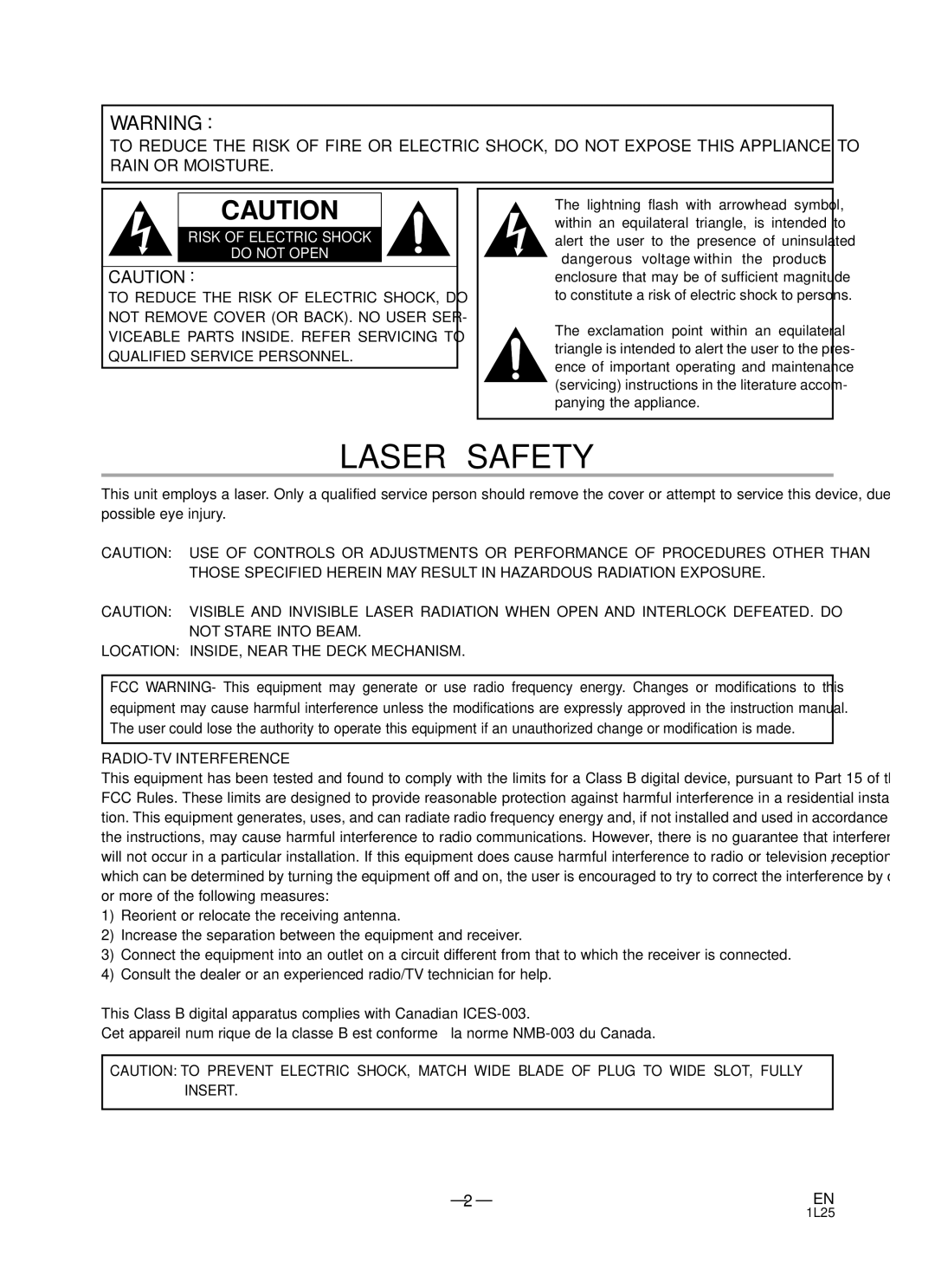 Durabrand DCD2203 owner manual Laser Safety 