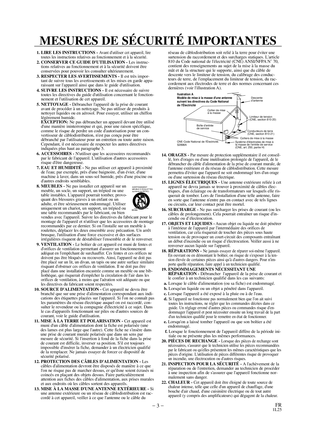 Durabrand DCD2203 owner manual Mesures DE SÉ Curité Importantes 