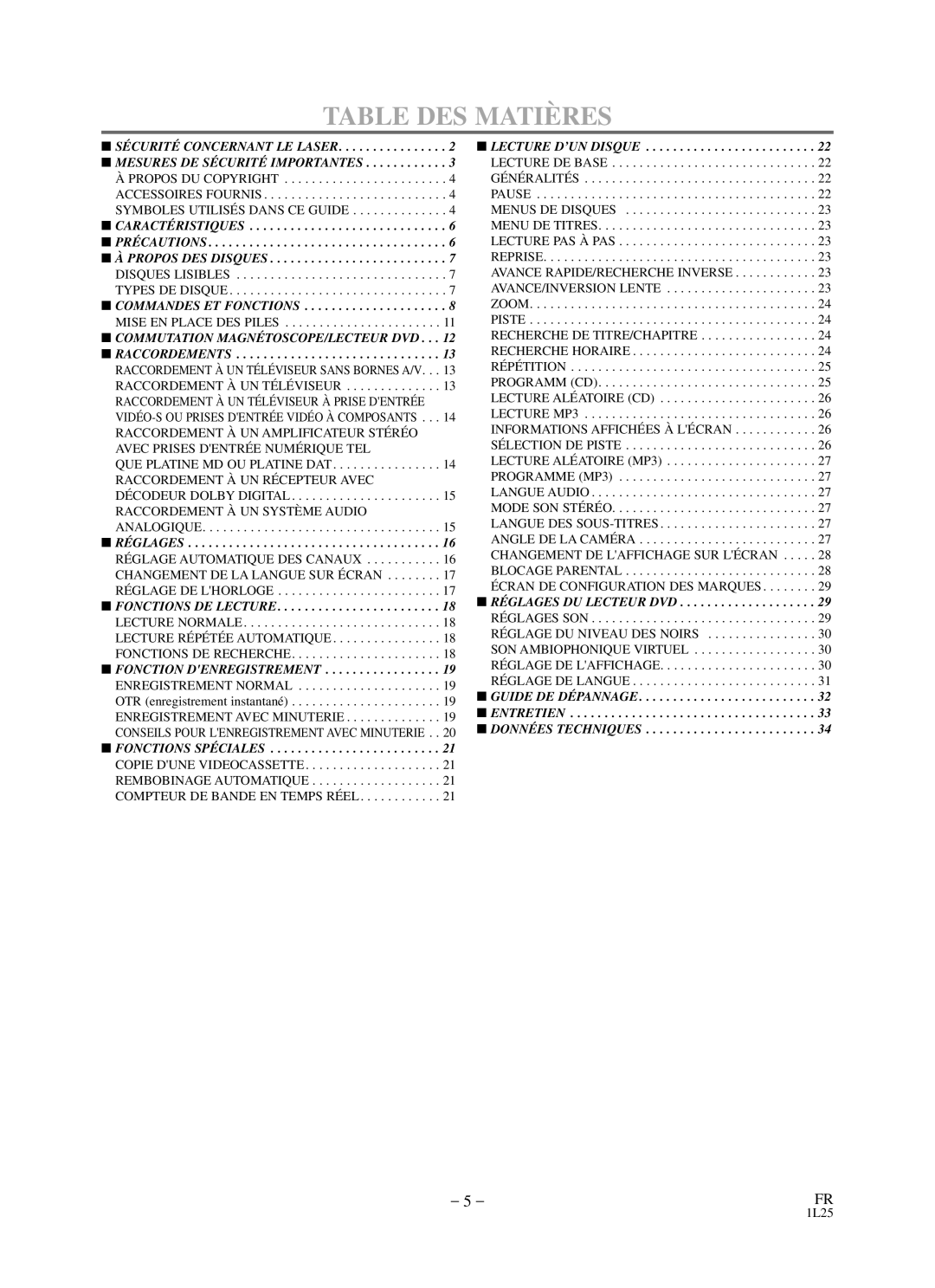 Durabrand DCD2203 owner manual Table DES Matiè RES, Commandes ET Fonctions 