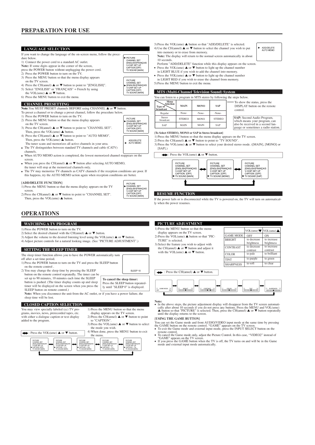 Durabrand DCF2003 owner manual Preparation for USE, Operations 