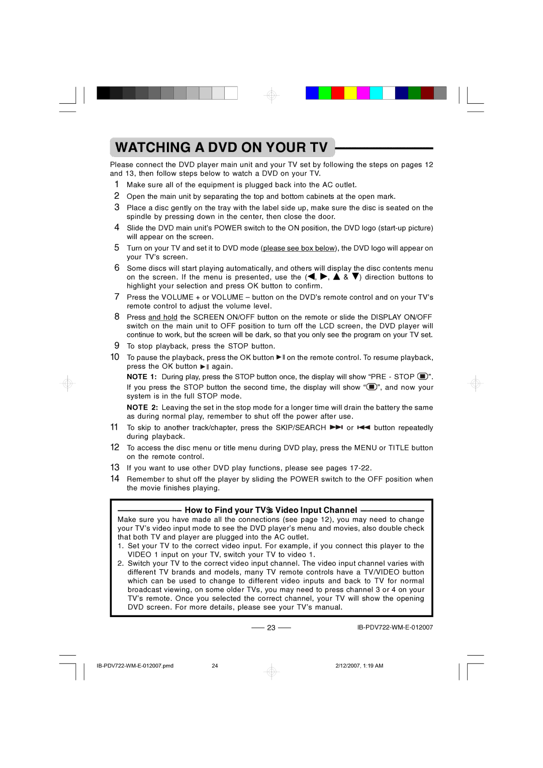 Durabrand PDV-722 instruction manual Watching a DVD on Your TV, How to Find your TV’s Video Input Channel 