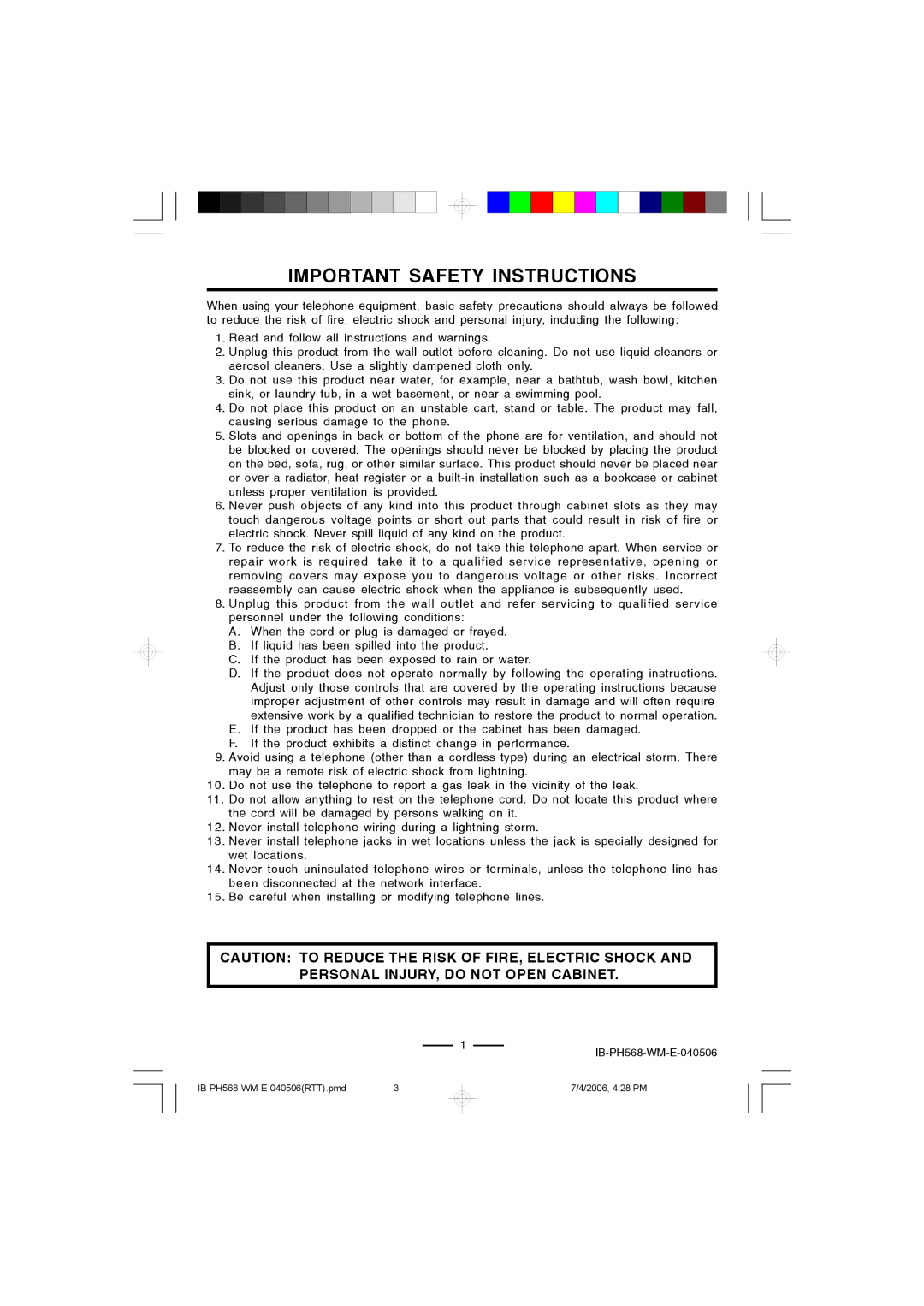 Durabrand PH-568 operating instructions Important Safety Instructions 