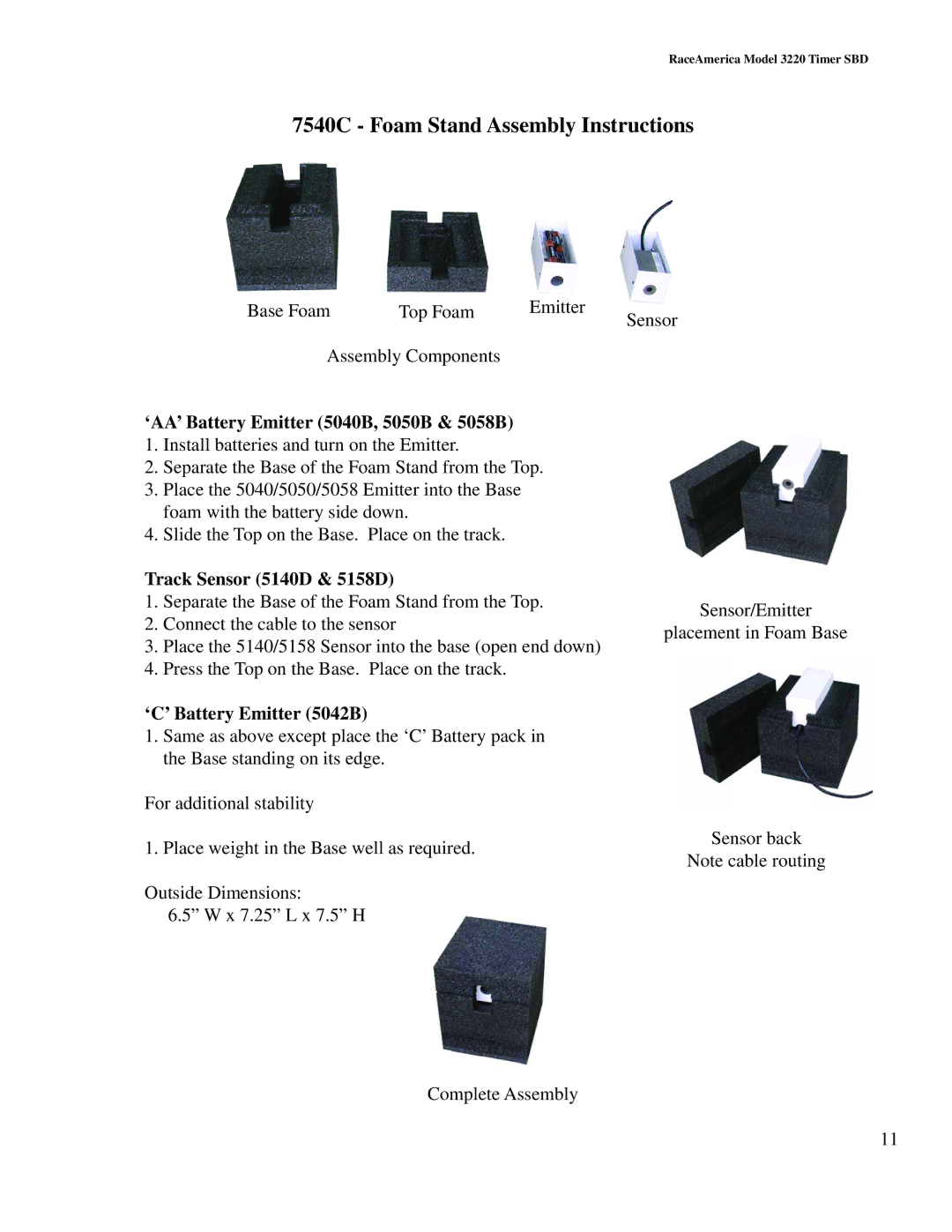 Duracell 3220 owner manual ‘AA’ Battery Emitter 5040B, 5050B & 5058B, Track Sensor 5140D & 5158D, ‘C’ Battery Emitter 5042B 