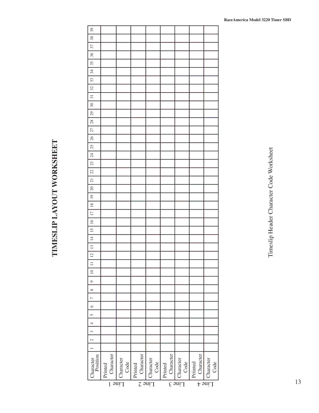 Duracell 3220 owner manual Timeslip Layout Worksheet 