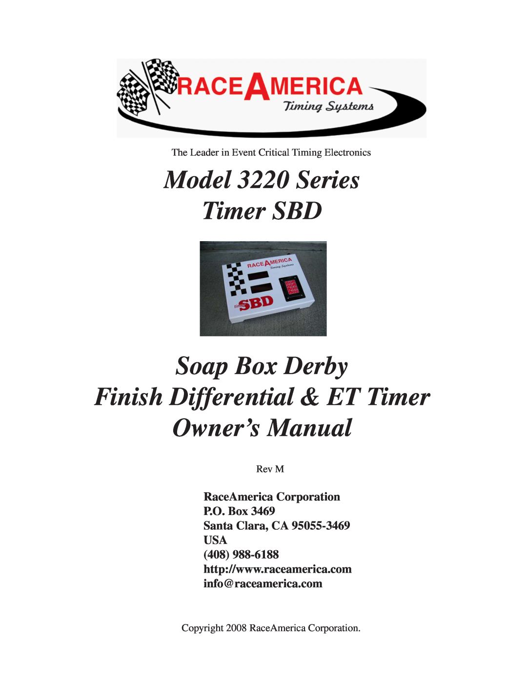 Duracell 3220 owner manual RaceAmerica Corporation P.O. Box Santa Clara, CA USA 