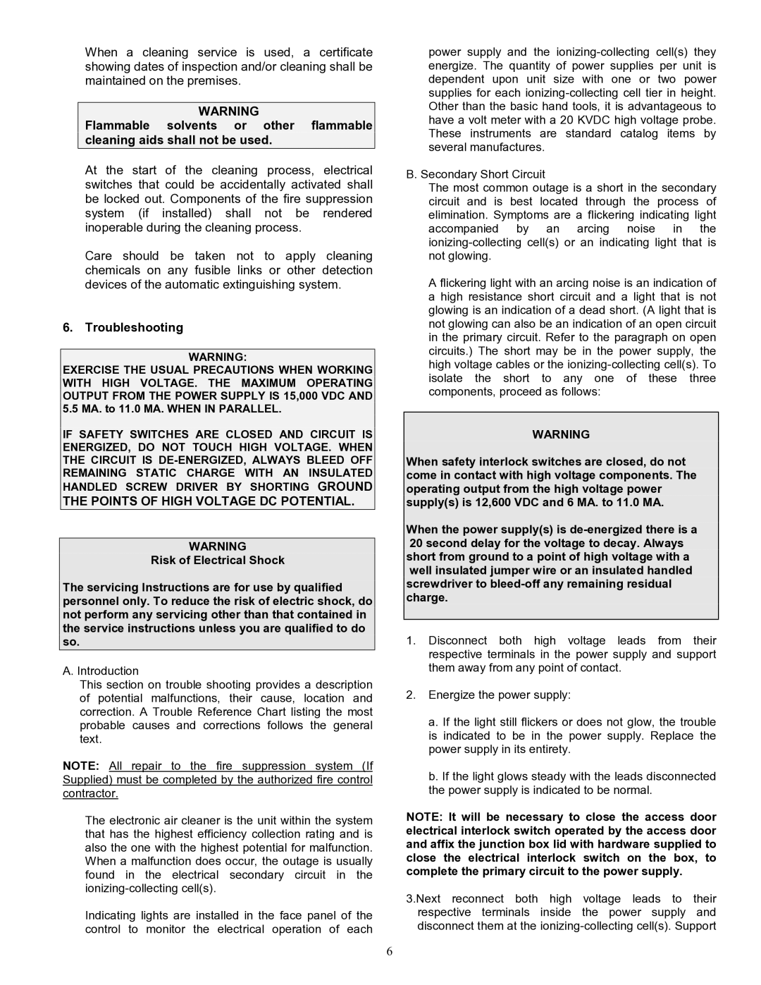 Duracell 75 manual Troubleshooting, Points of High Voltage DC Potential 