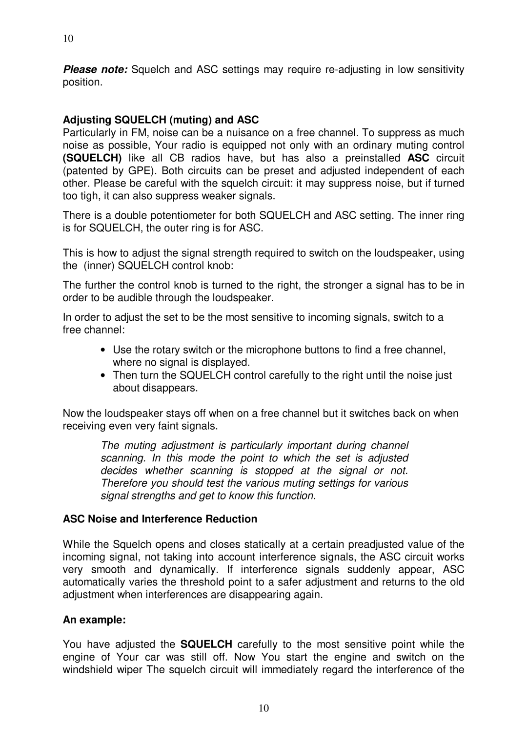 Duracell AE 5090 manual Adjusting Squelch muting and ASC, ASC Noise and Interference Reduction, An example 