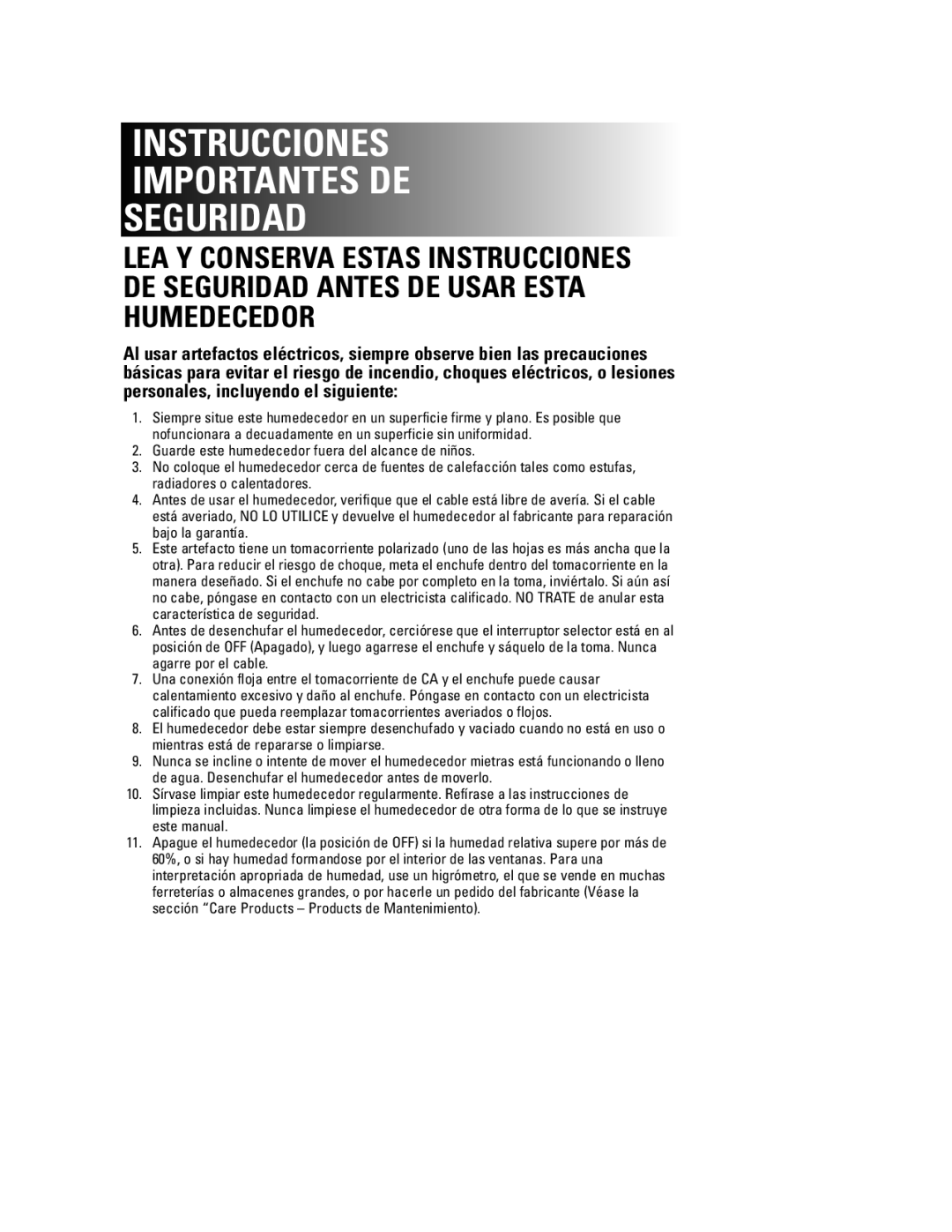 Duracraft DH-890 owner manual Instrucciones Importantes DE Seguridad 