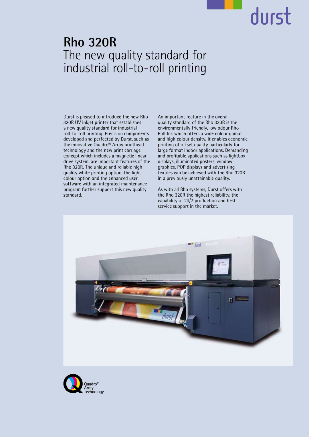 Durst Rho 320R manual New quality standard for industrial roll-to-roll printing 