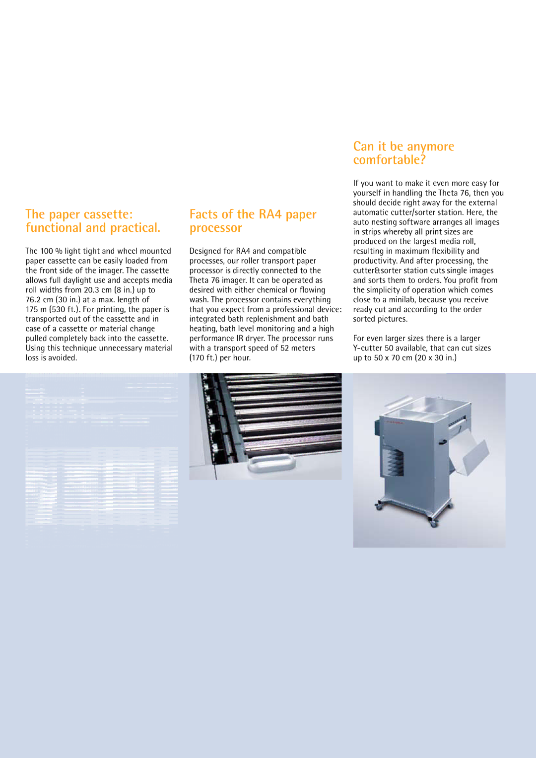 Durst Theta 76 HS manual Facts of the RA4 paper processor, Paper cassette functional and practical 