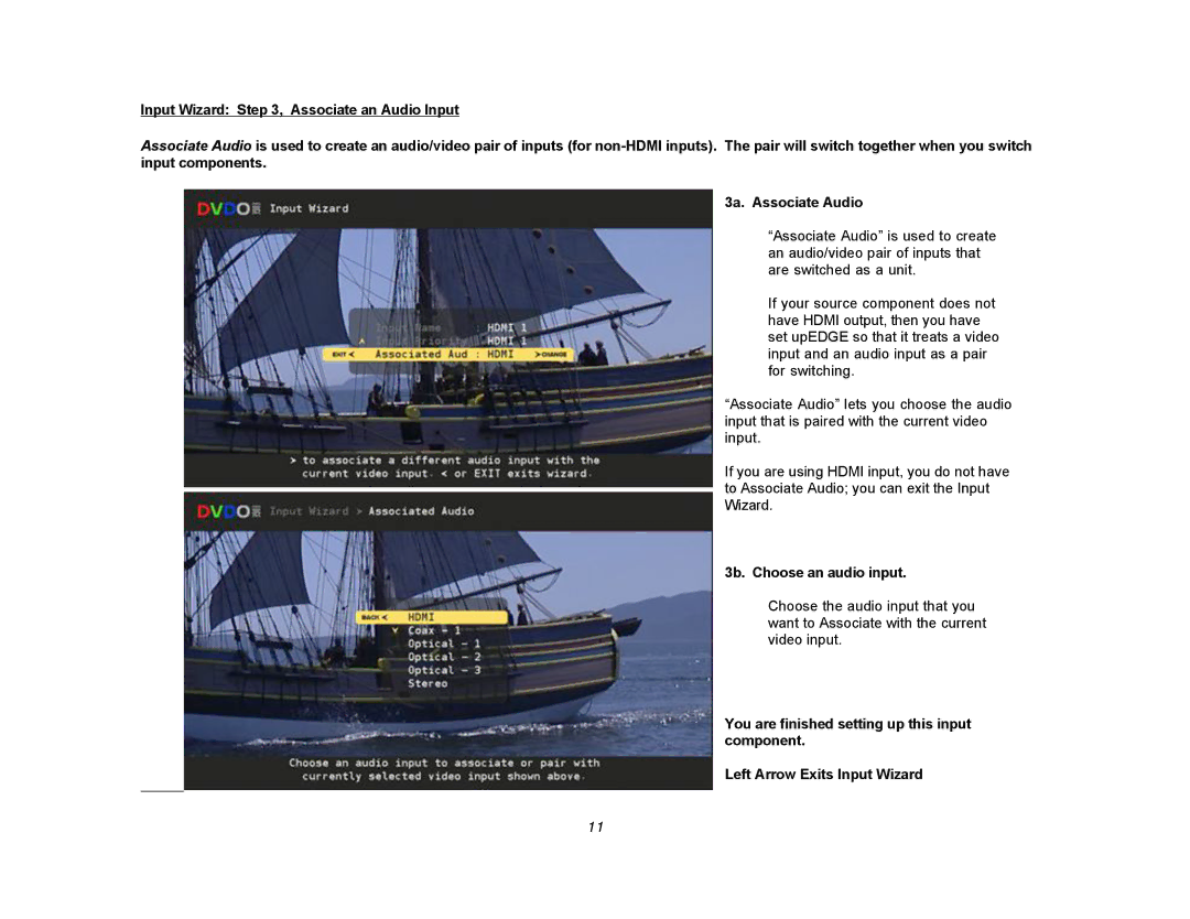 DVDO Edge setup guide 3b. Choose an audio input 