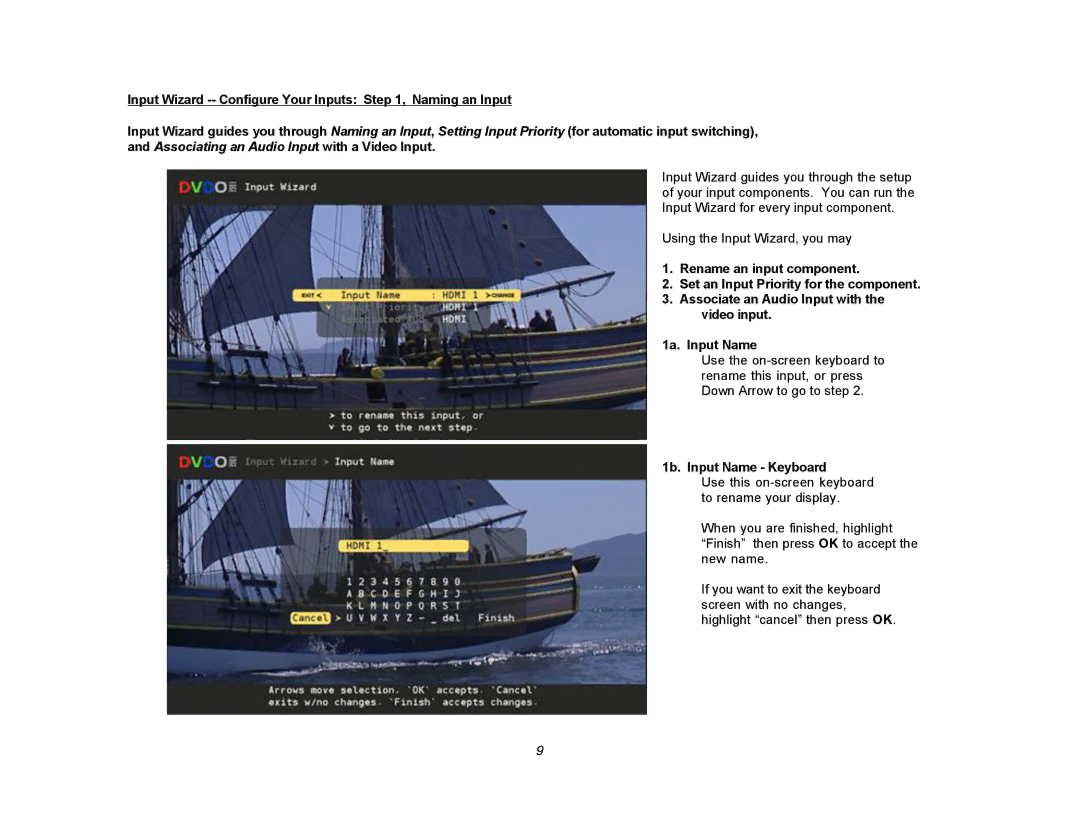 DVDO Edge setup guide 1b. Input Name Keyboard 