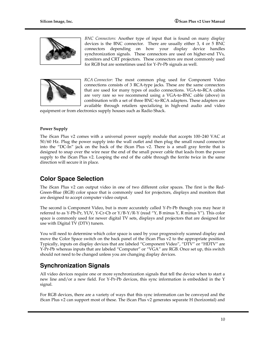 DVDO iScanPlus V2 manual Color Space Selection, Synchronization Signals 