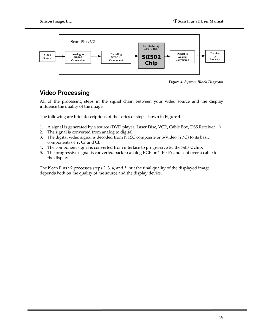 DVDO iScanPlus V2 manual Video Processing, System Block Diagram 