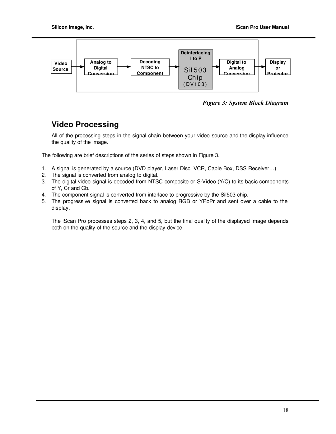 DVDO Progressive Scan Display Interface user manual Video Processing, System Block Diagram 