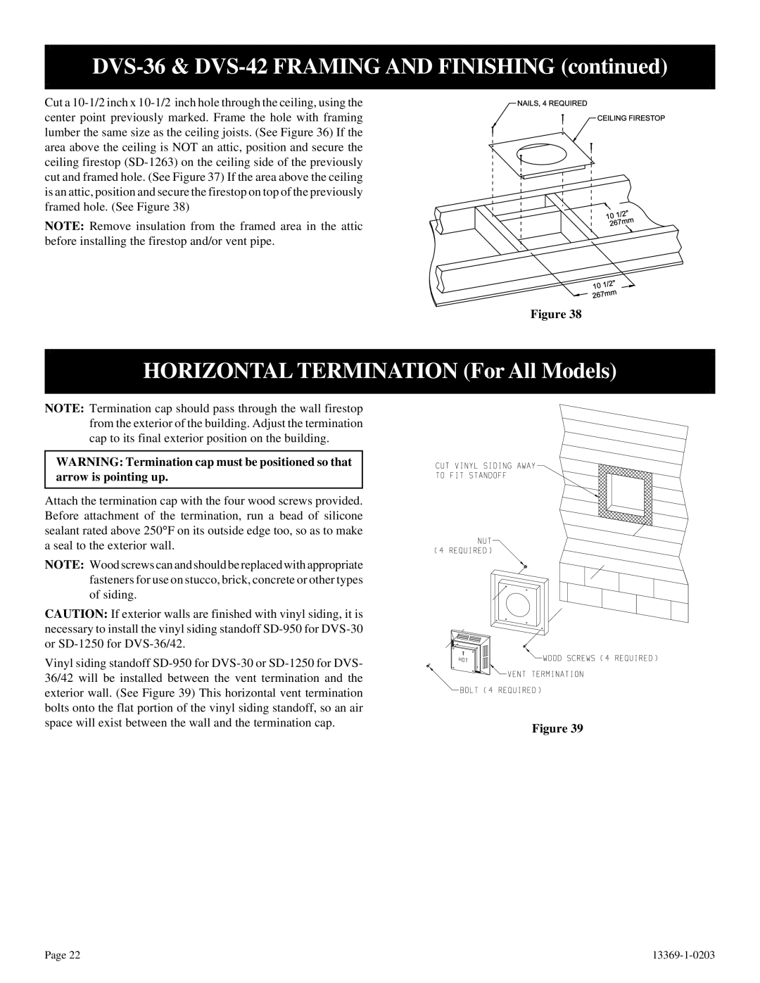 DVS 30-2 installation instructions DVS-36 & DVS-42 Framing and Finishing 