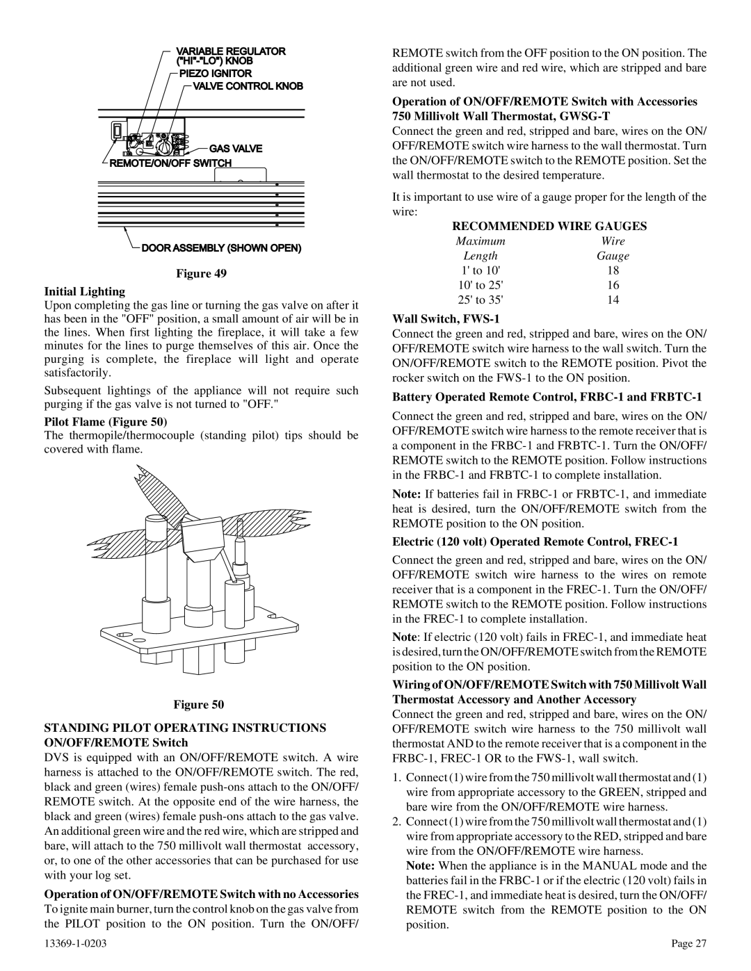 DVS 30-2 installation instructions Recommended Wire Gauges 