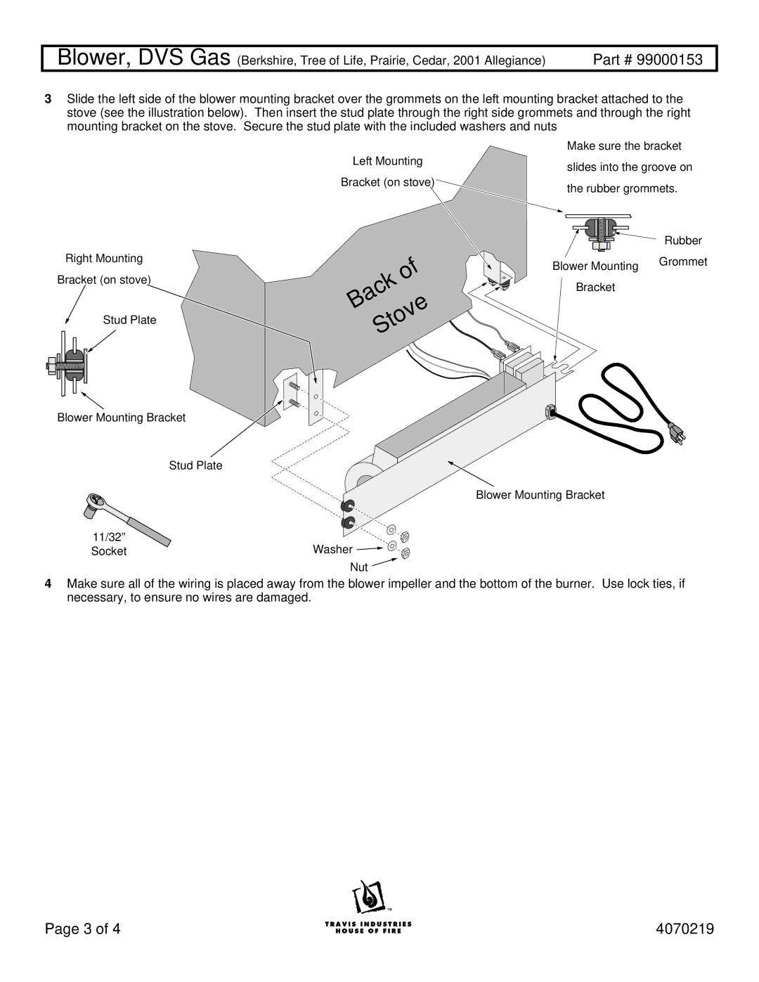 DVS 99000153 installation instructions Back Stove 