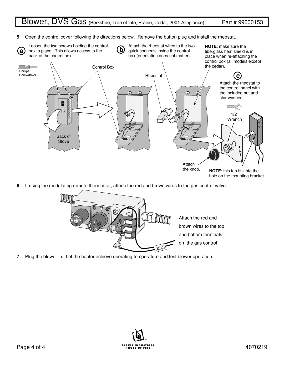 DVS 99000153 installation instructions Rheostat 