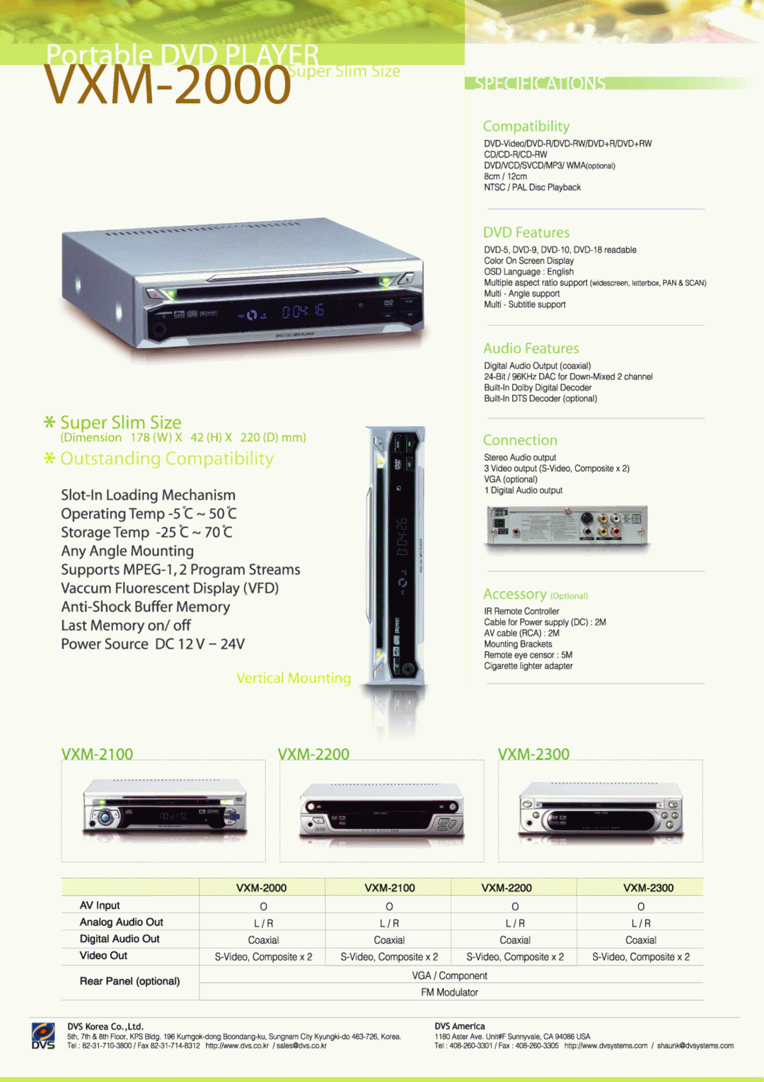 DVS VXM-2300, VXM-2200, VXM-2000, VXM-2100 manual 