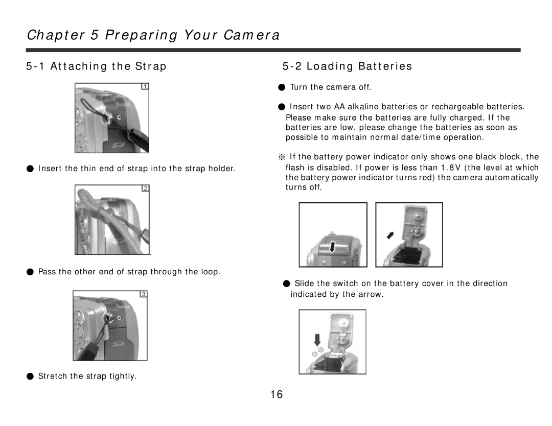 DXG Technology 321 manual Preparing Your Camera, Attaching the Strap Loading Batteries 