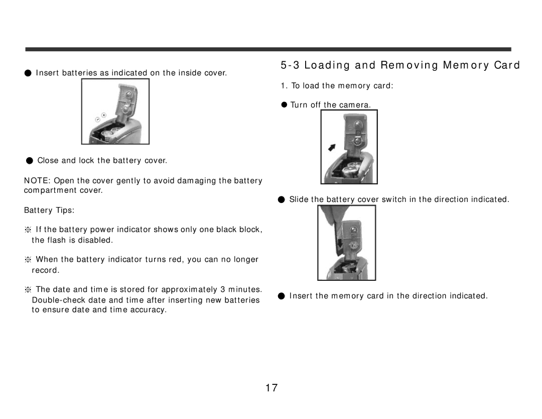 DXG Technology 321 manual Loading and Removing Memory Card 