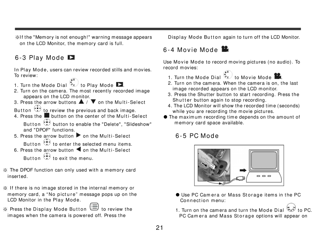 DXG Technology 321 manual PC Mode, To Play Mode 