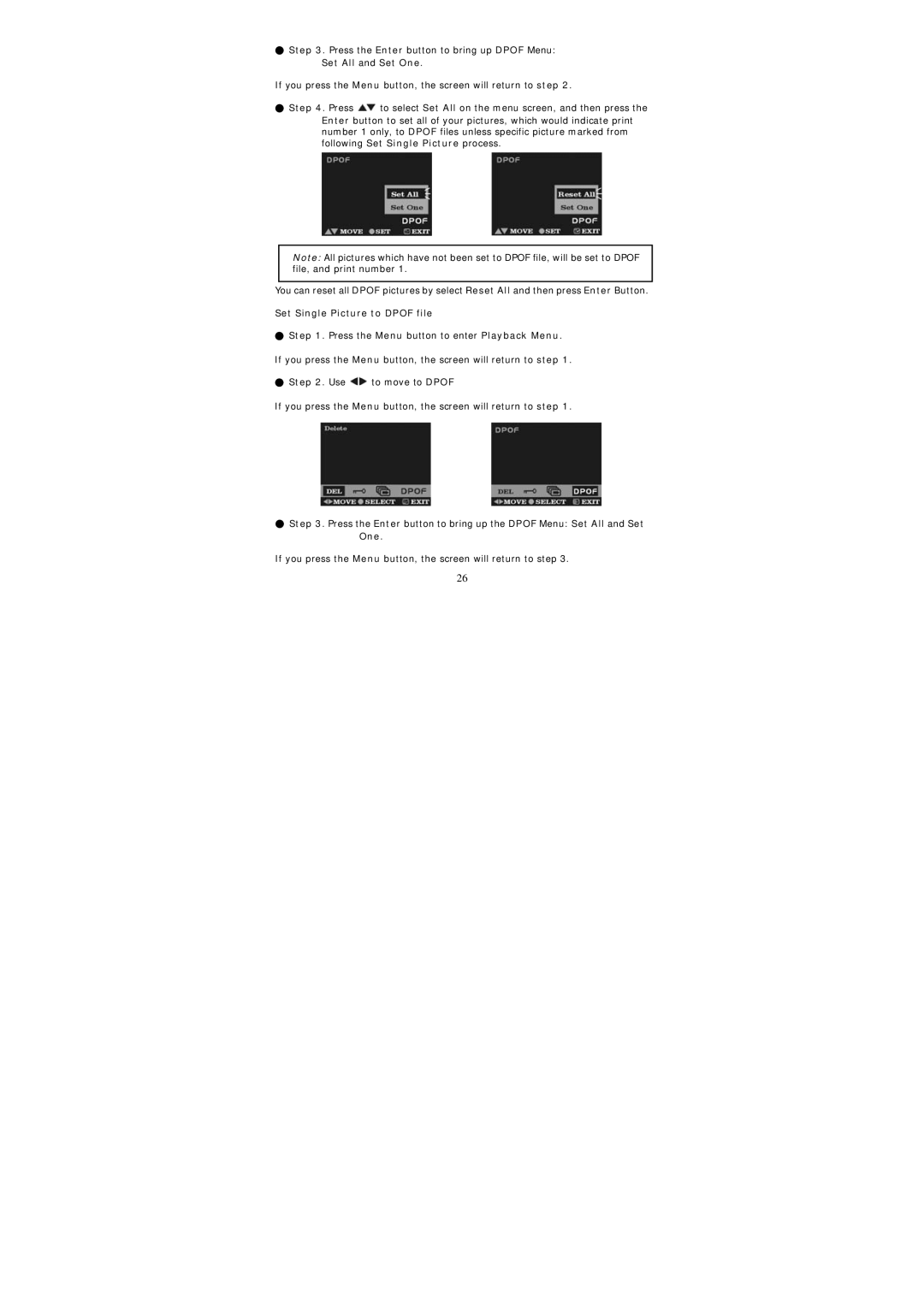 DXG Technology DXG-202V manual Set Single Picture to Dpof file 