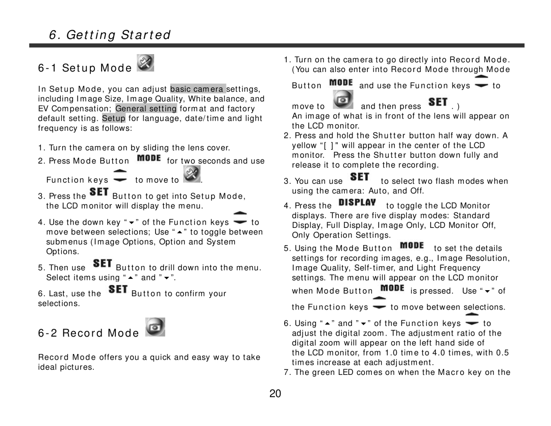 DXG Technology DXG-228 manual Getting Started, Function keys to move to 