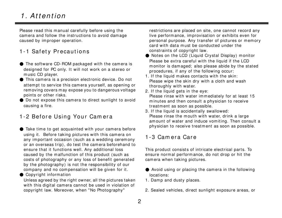 DXG Technology DXG-228 manual Safety Precautions, Before Using Your Camera, Camera Care 