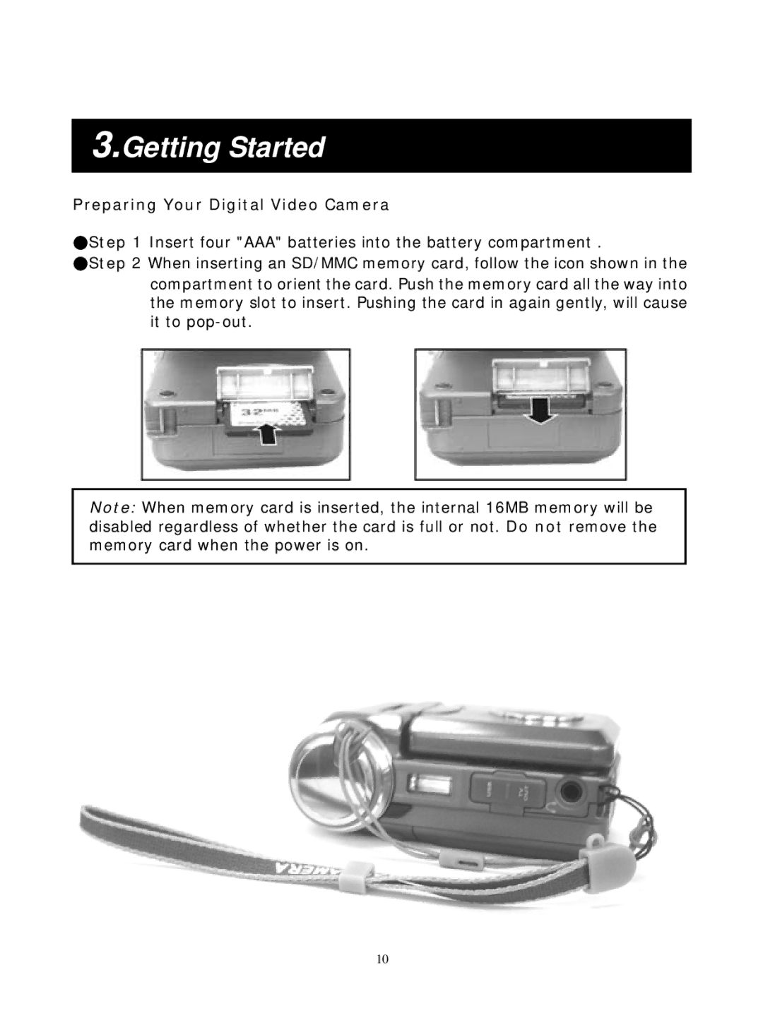 DXG Technology DXG-305VP manual Getting Started, Preparing Your Digital Video Camera 