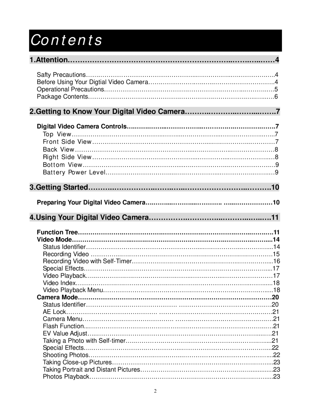 DXG Technology DXG-305VP manual Contents 