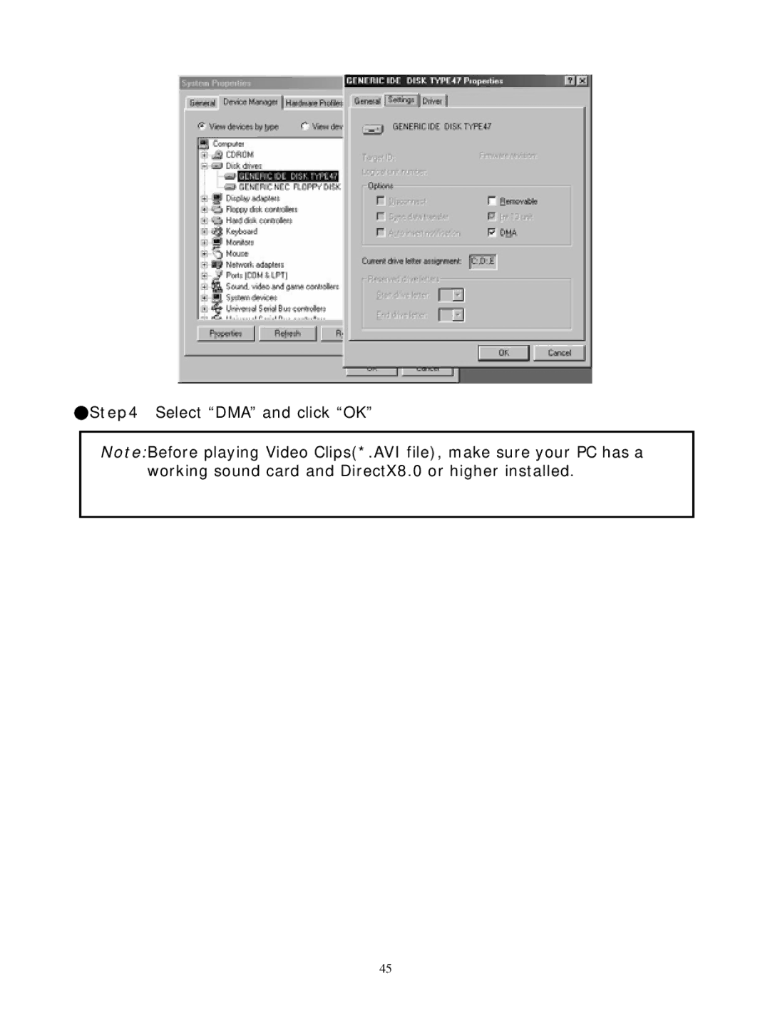 DXG Technology DXG-305VP manual Select DMA and click OK 