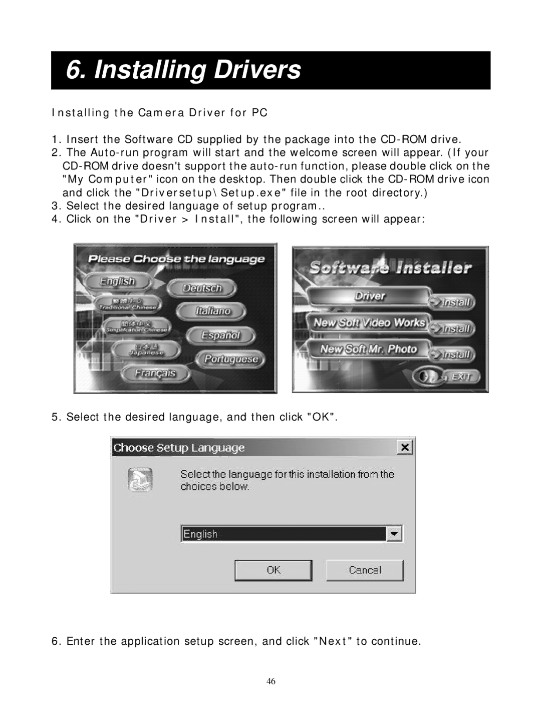 DXG Technology DXG-305VP manual Installing Drivers, Installing the Camera Driver for PC 