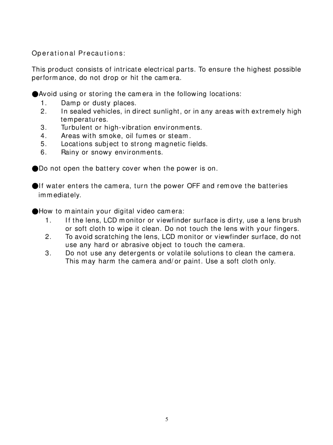 DXG Technology DXG-305VP manual Operational Precautions 