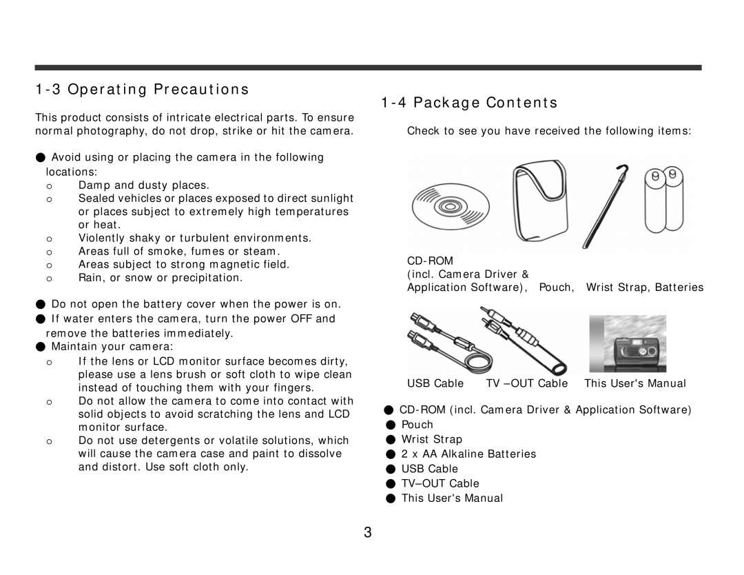 DXG Technology DXG-308 manual Operating Precautions, Package Contents 