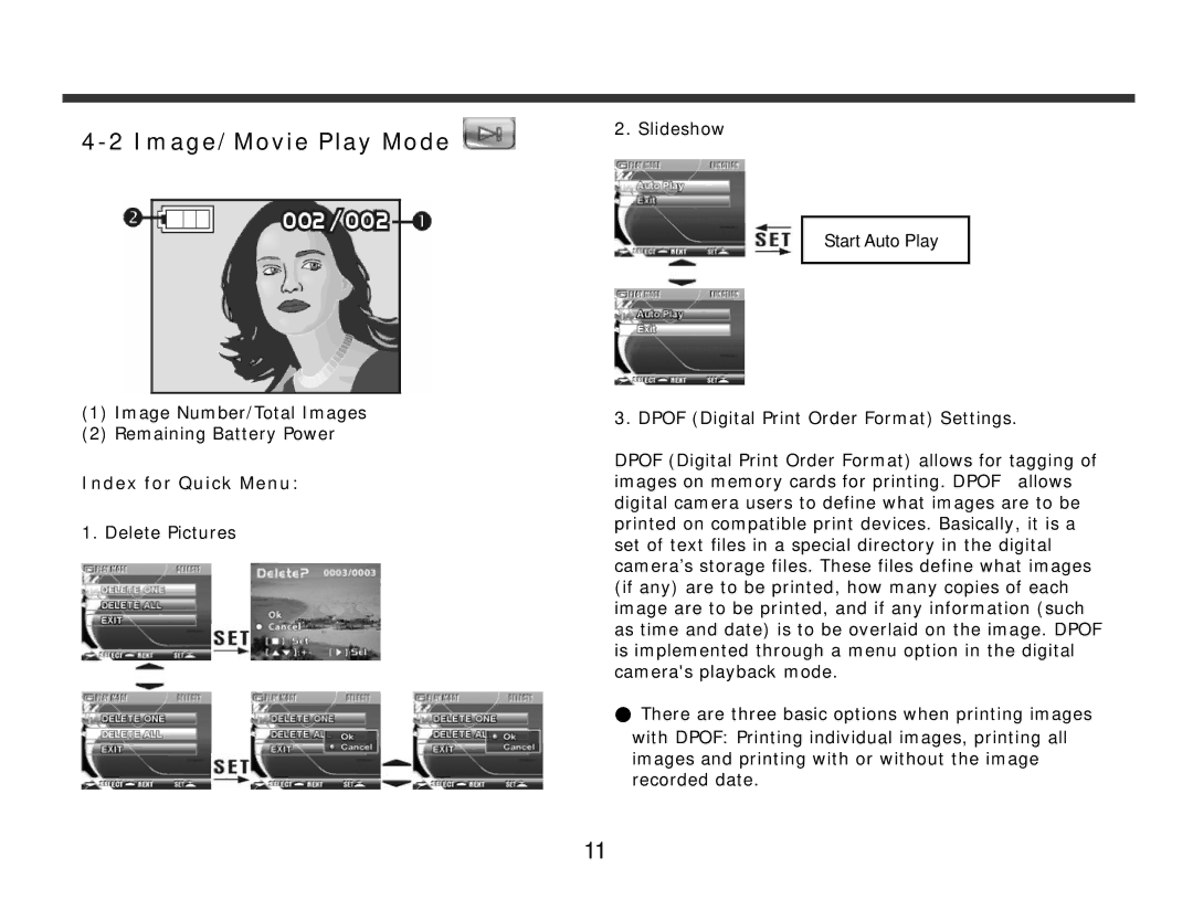 DXG Technology DXG-328 manual Image/Movie Play Mode, Index for Quick Menu 