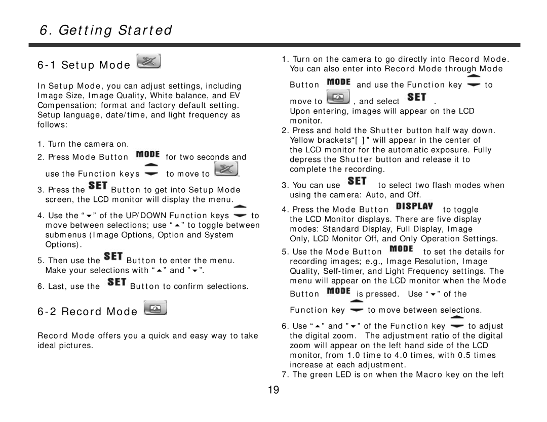 DXG Technology DXG-328 manual Getting Started, Setup Mode 