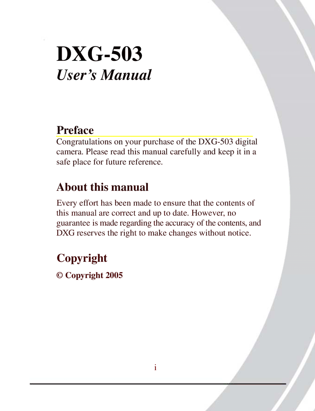 DXG Technology DXG-503 manual 