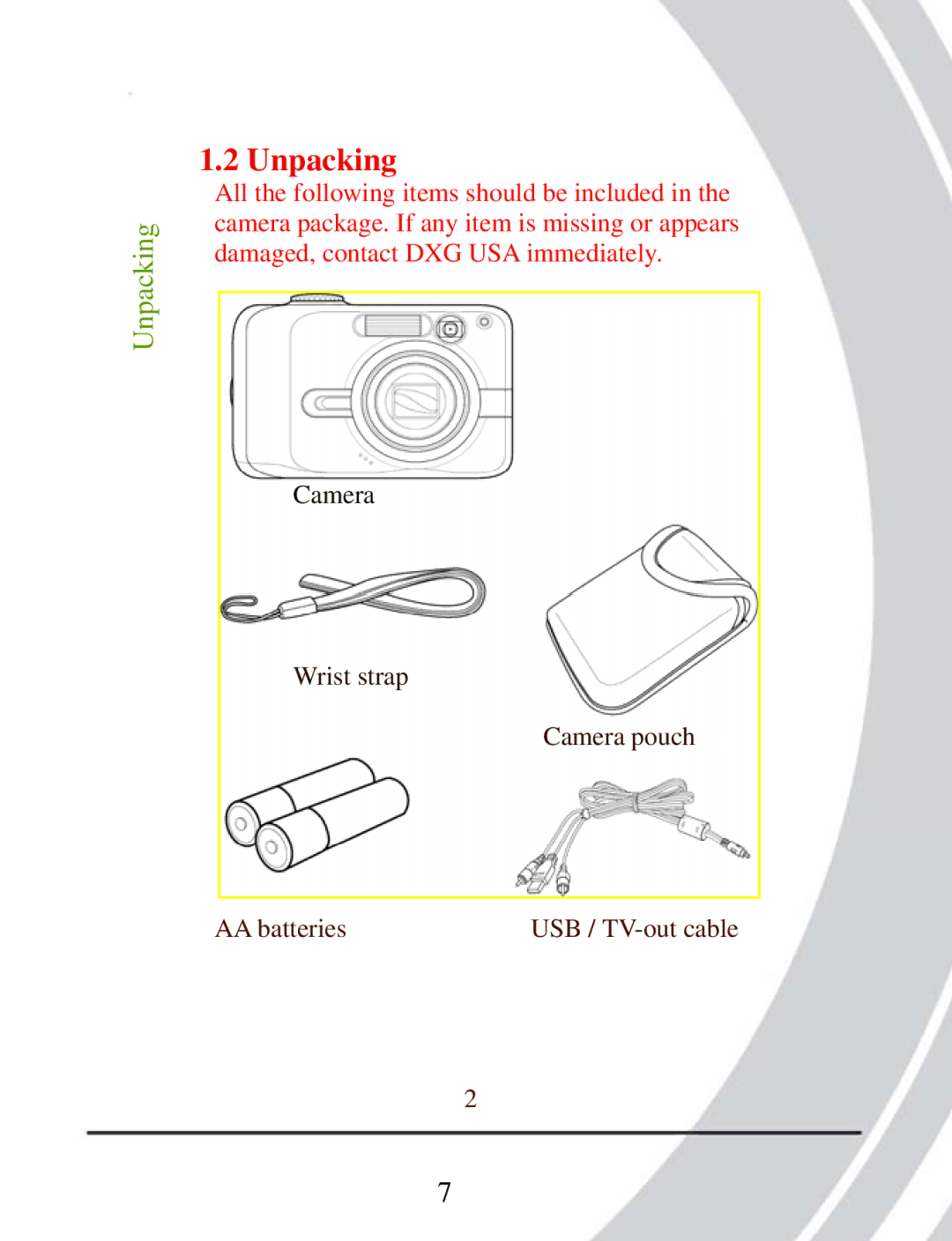 DXG Technology DXG-503 manual Unpacking 