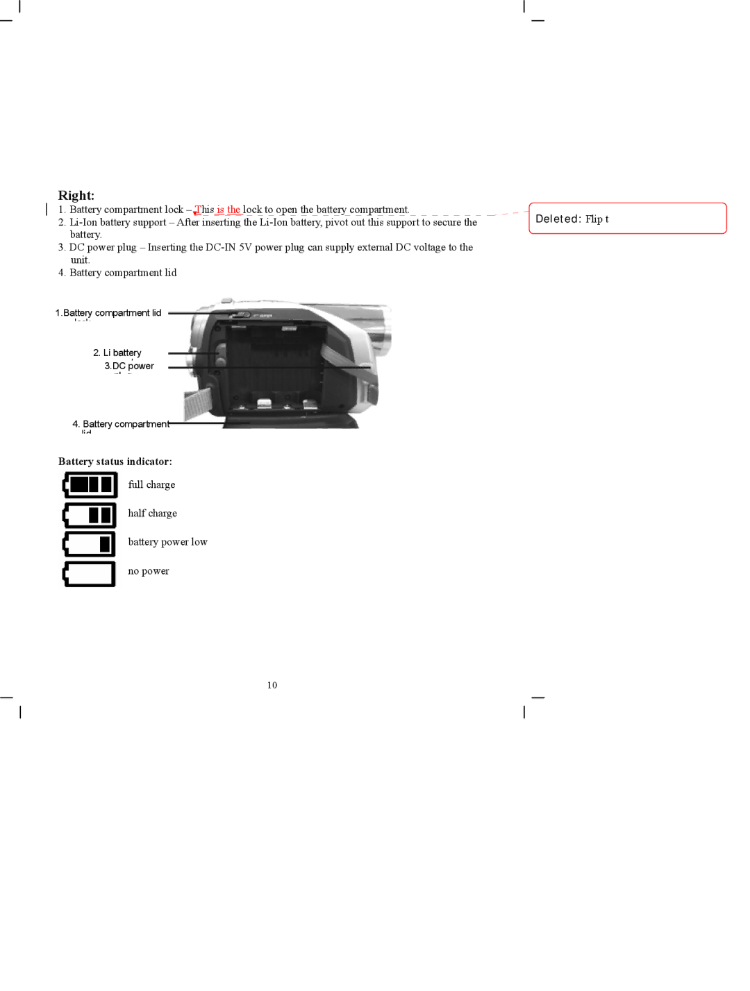 DXG Technology DXG-505V manual Right, Battery status indicator 