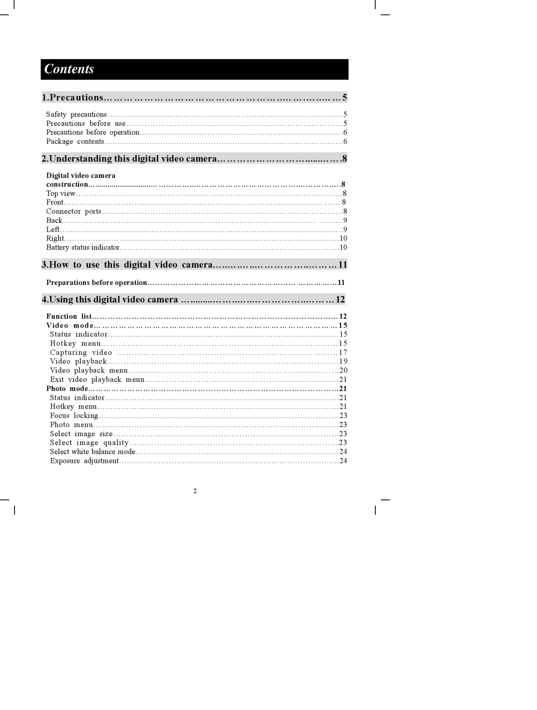 DXG Technology DXG-505V manual Contents 