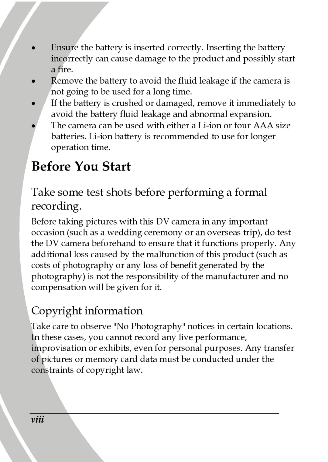 DXG Technology DXG-517V HD manual Before You Start, Take some test shots before performing a formal recording 