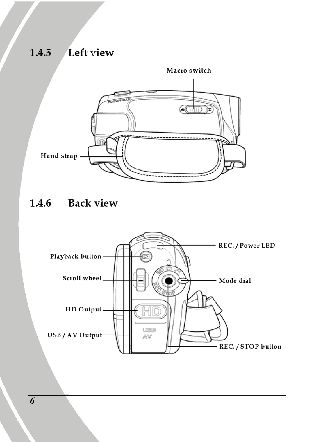 DXG Technology DXG-517V HD manual Left view, Back view 